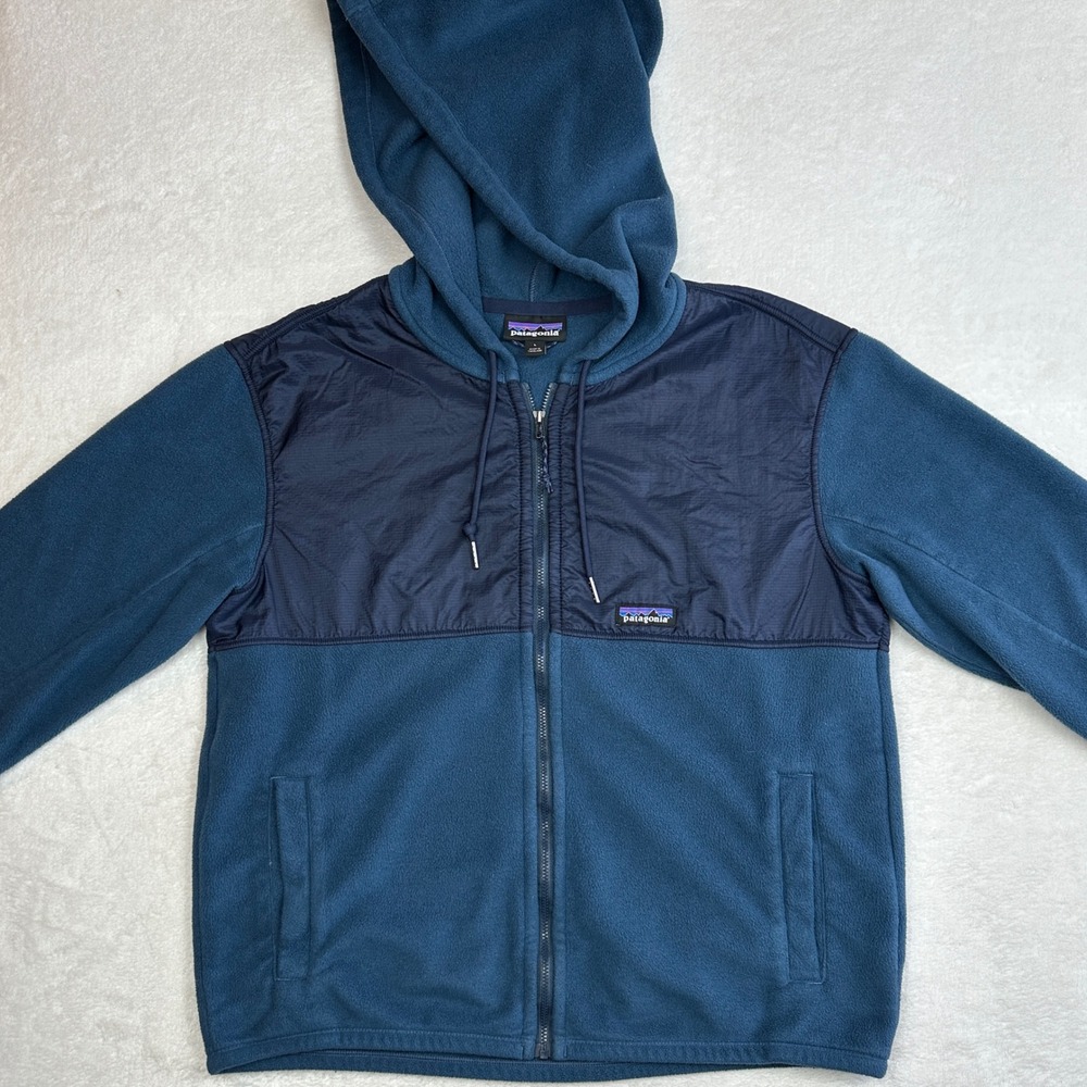 Patagonia Navy and Dark Navy Hooded Fleece Jacket